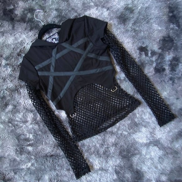Dolls Kill Tops - Killstar Pentagram Fishnet Top